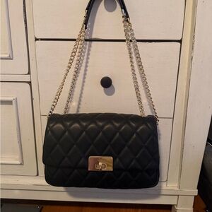 Kate Spade Black Quilted Shoulder Bag with Gold Chain